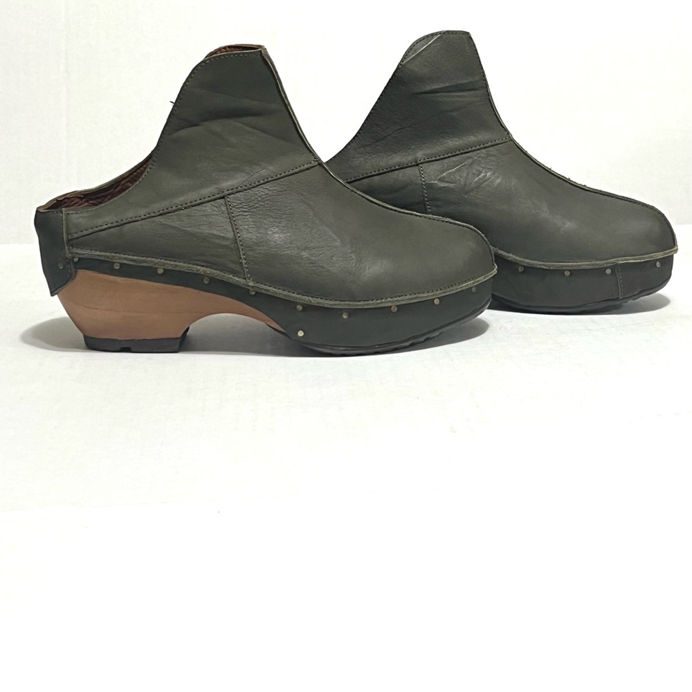 Sergio Tomani Leather Clogs Florida Verde Size 37(6.5) - Picture 9 of 14